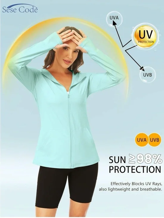 SESE CODE Aqua Light Blue Zip Up Hoodie Lightweight Eye Mask XL - Picture 2 of 11